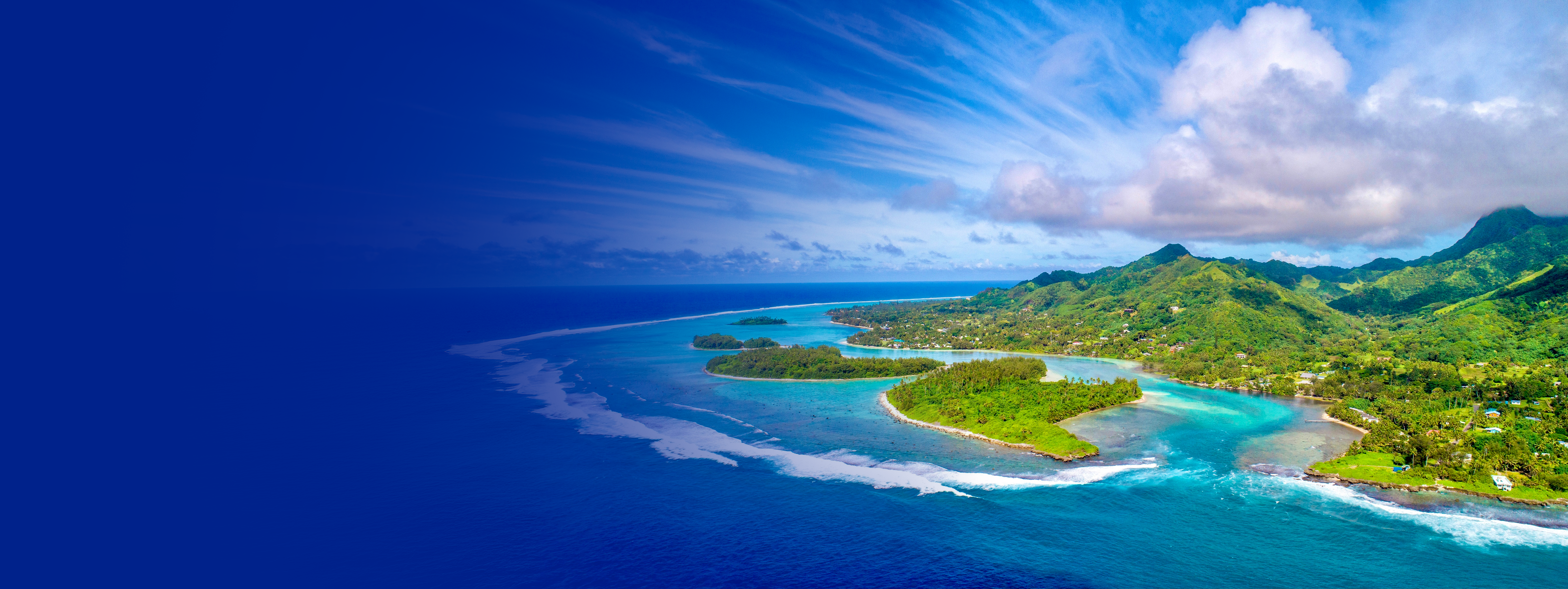 Aerial view of a Rarotonga lagoon